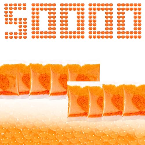 50 000 Rounds 7-8 mm Gel Splatter Bullets for Electric Gel Blaster Gun Gel Gun Ammo Refill for Adults Premium Gift Packaging - Orange