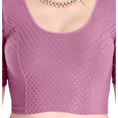 Image of FINESTFIT Stay On Trend Fashion 100% Cotton Readymade Blouses for Women,Round Neckline with Organza Balloon Sleeves.