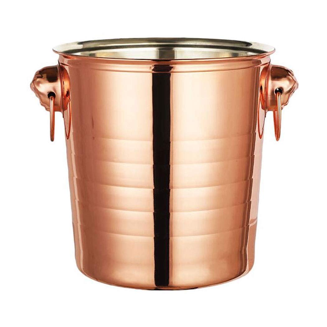 Durable Golden Thick Tiger Head Stainless Steel Ice Bucket Bar Ktv Spit Champagne Chilled Beer Red Wine Ice Cube Bucket a (Color : Gold, Size : 5L)