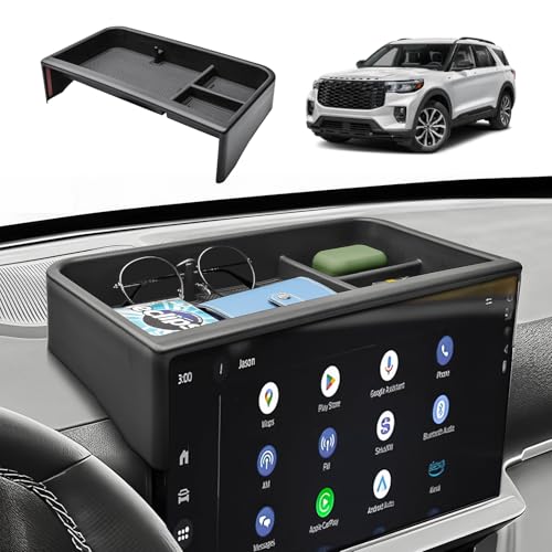 HGWEI Dash Storage Tray Compatible with 2025 2026 Ford Explorer (Active/T-Line/ST/Platinum/Tremor) Interior Accessories Behind 13.2 Screen Center Console Dashboard Organizer Insert Mount Holder