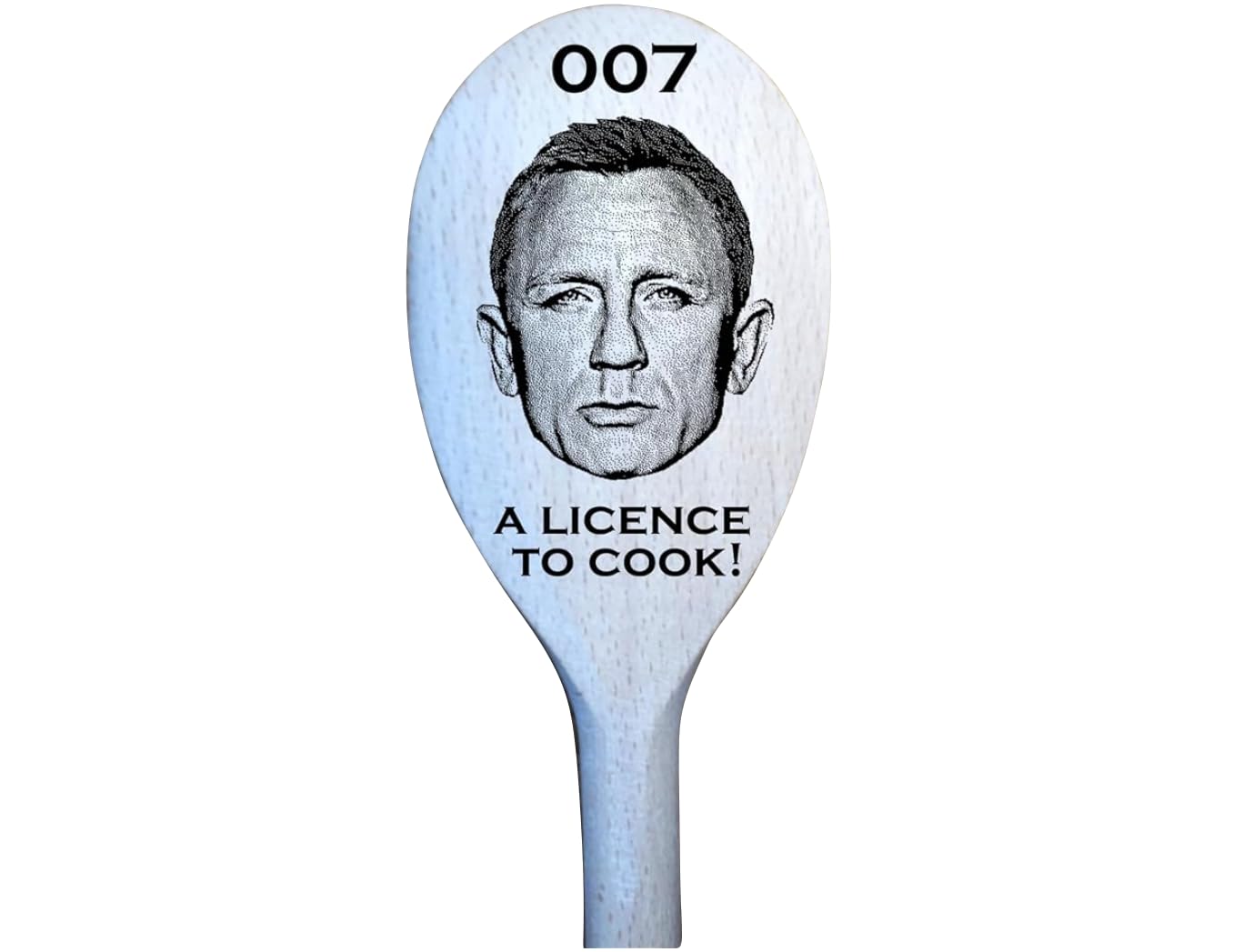 Personalised Daniel Craig Wooden Spoon – Engraved 30cm Beech Spoon with Custom Text Handle