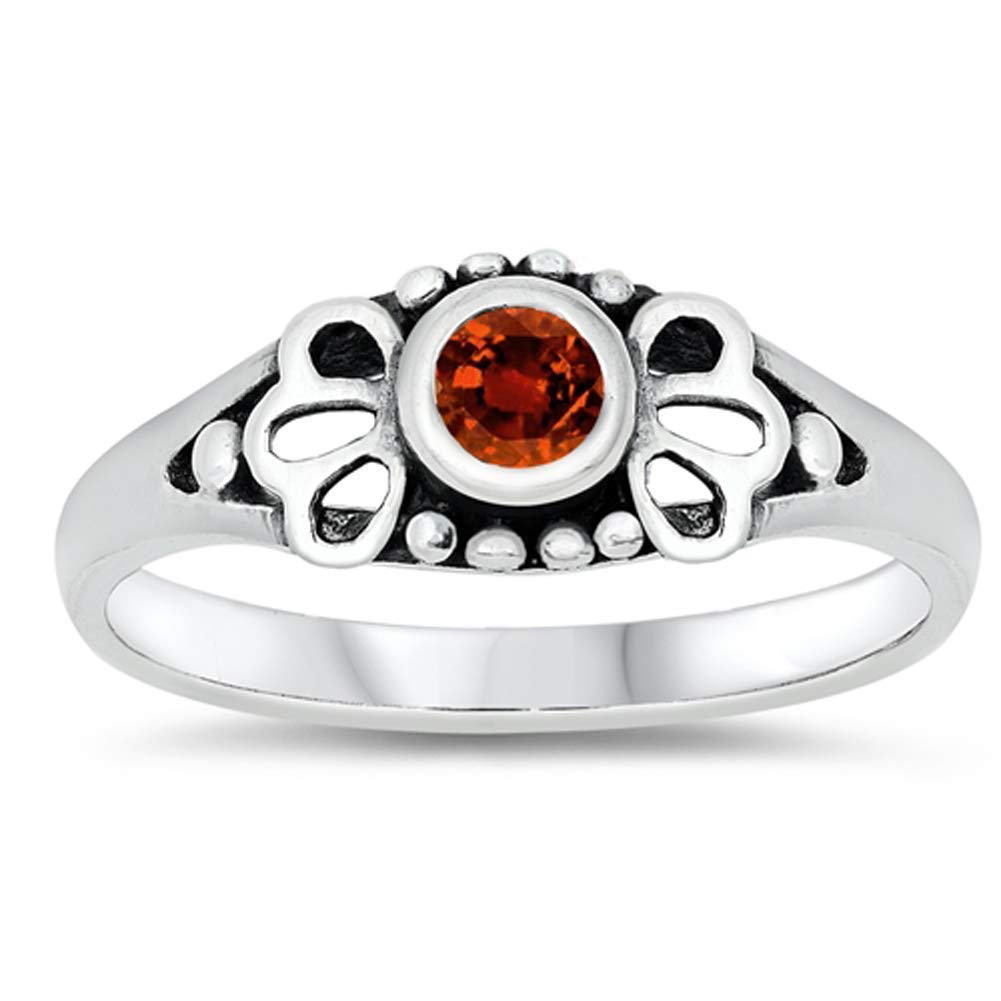 CHOOSE YOUR COLOR Sterling Silver Round Bezel Filigree Ring