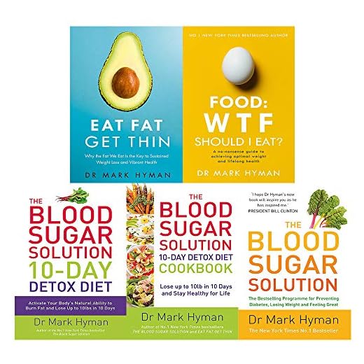 Mark Hyman 5 Books Collection Set (The Blood Sugar Solution 10-Day Detox Diet, The Blood Sugar Solution, The Blood Sugar Solution Cookbook, Eat Fat Get Thin, Food: WTF Should I Eat?)