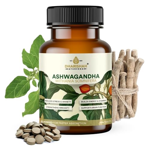 Dharishah Ayurveda Ashwagandha Tablets | Natural Stress Relief & Energy Booster | Supports Sleep, Ho...