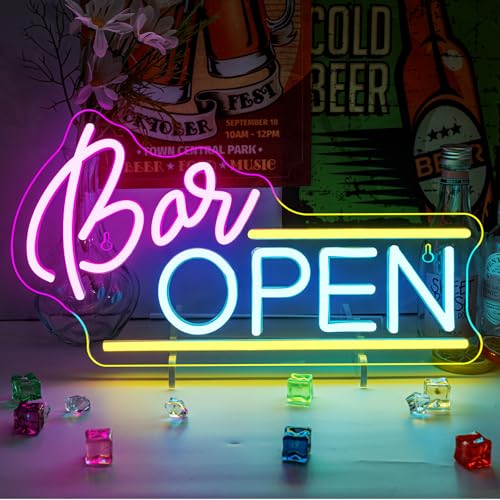 Image of WX&YH Bar Open Neon Sign Led Sign for Wall Open Home Bar Decor Open Bar Neon Lights Signs for Business Window Pub Cafe Man Cave Club Restaurant Open Sign Decor Gifts to Club Party