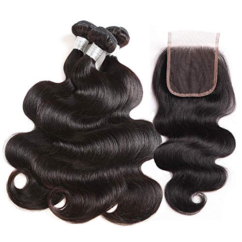 Dai Weier Body Wave Weave avec fermeture Peruvian Bundles de cheveux vierges avec fermeture Remy Extension de cheveux humains 16 18 20 avec fermeture de 14 pouces