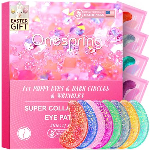 Onespring Under Eye Patches (24 Pairs) - Eye Masks for Wrinkles, Puffy Eyes, Dark Circles, Eye Bags, Easter Basket Stuffers, Gifts for Teenage Girls, Under Eye Mask for Refreshing, Revitalizing