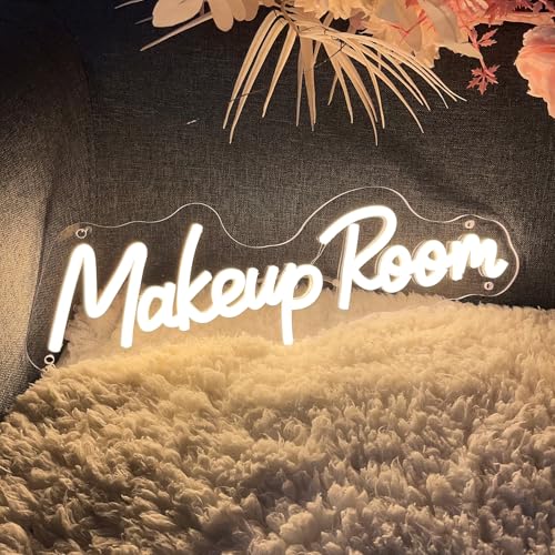 Image of Makeup Room Neon Sign For Spa Beauty Room Nail Brows Lashed Salon Studio LED Wall Art Decor For Business Stores Logo Barber Shops Led Word Indoor Custom Neon Lights 5V USB Powered Warm White 40x13.5cm