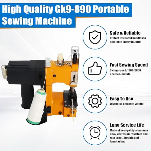 Image of Branded Bag Closer Sewing Machine | Only 3 KG | Light weight | Single Needle | Metal Body | Heavy Duty Portable Lightweight Electronic Bag Closing Machine, Portable Bag Sealing Machine