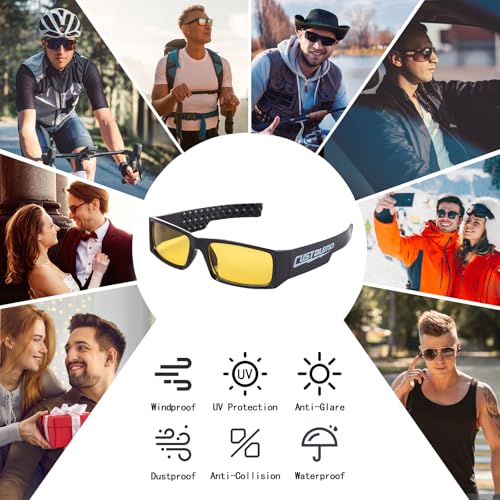 UV400 Protection Glasses, Amber Anti-Glare Anti-Slip Glasses, Fashion Night Vision Glasses, Anti-Fog Performance Sunglasses for Men and Women2