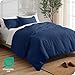 Bare Home Bedding Duvet Cover Oversized Queen Size - Premium 1800 Super Soft Collection - Lightweight, Cooling Duvet Cover - Soft Breathable (Oversized Queen, Dark Blue)