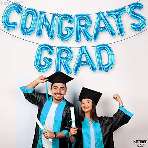 Image of KatchOn, blue Congrats Grad Balloons - 16 Inch | Congrats Grad Banner For Graduation Decorations 2026 | Congratulations Banner For 2026 Graduation Decorations | Blue graduation balloons