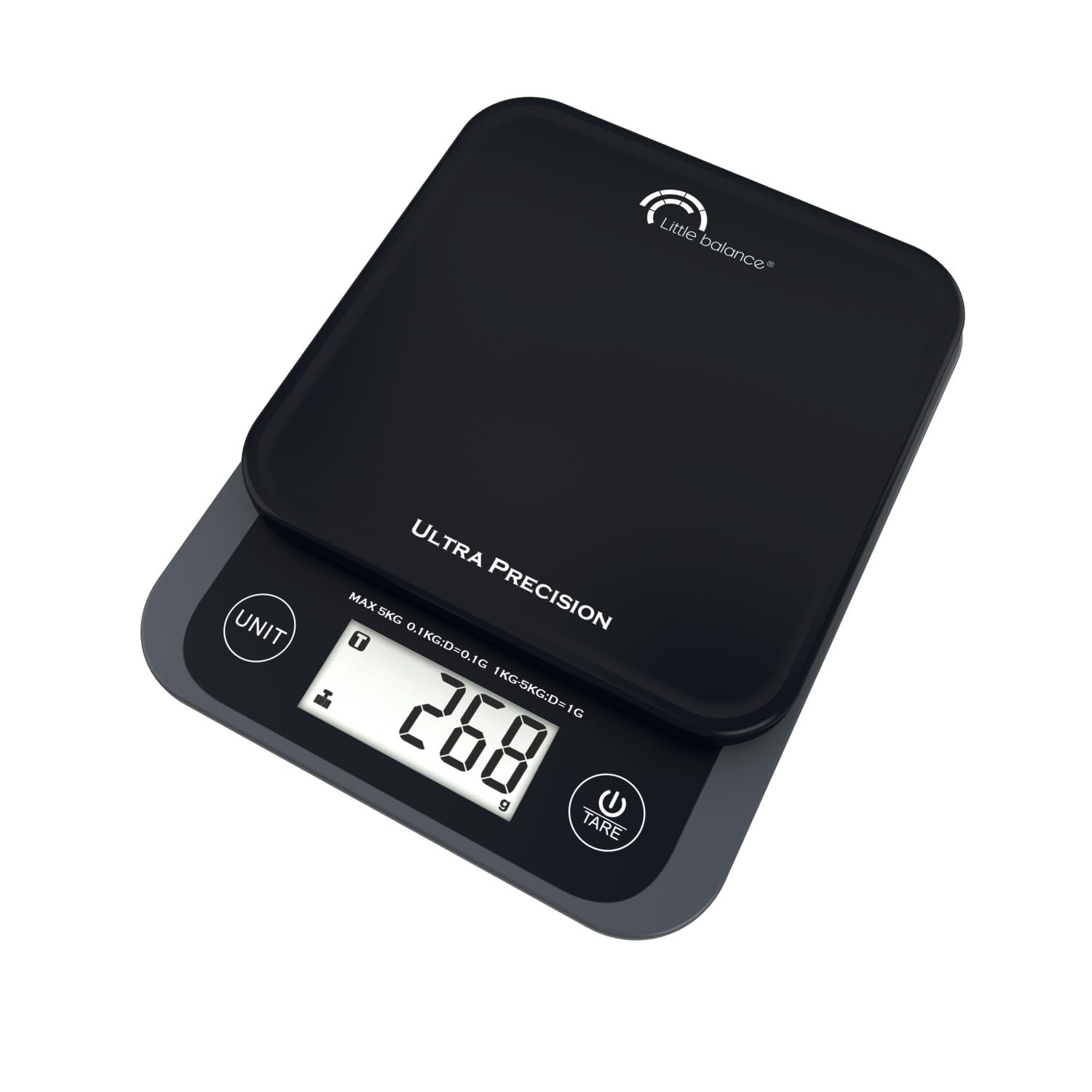 LITTLE BALANCE 8509 Ultraprécision 5.1, Pèse lettres, balance électronique, 5 kg, Ultraprécise 0.1 g, Noir