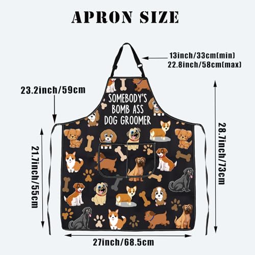 PLITI Lustige Fellpflegeschürze für Hunde, wasserdicht, mit Taschen, Schürze für Hundefriseure, M