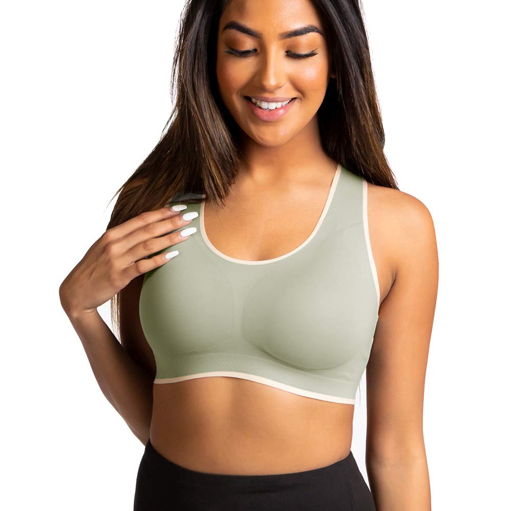 Artland Kabellose Sport-BHs für Damen, nahtlos, abnehmbar, gepolstert, randlos, unsichtbar, Sport-BH für Yoga, Fitness, Laufen - Gr�n - Medium