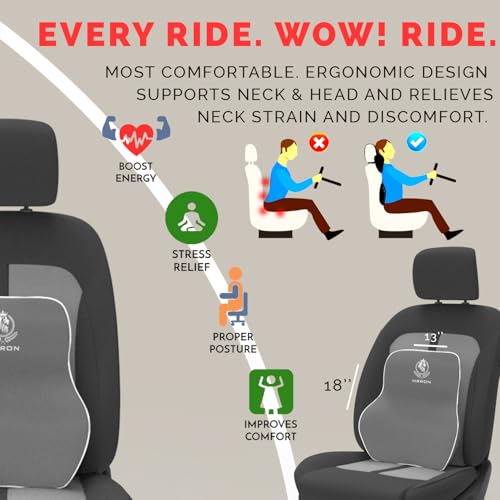 Image of MRRON Back Support for Office Chair | 3 Years Warranty | Medical Grade Memory Foam Car Seat Back Support, Orthopedic Lumbar Back Rest for Back Pain Relief - Back Pillow for Sitting Long Hours