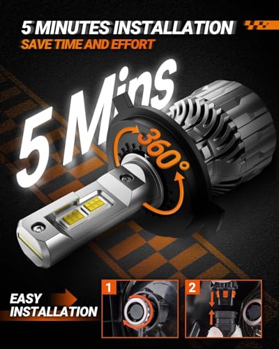 Image of SEALIGHT H4 LED Bulbs, 70000LM Super Bright, 6500K Cool White H4 Bulbs with 15,000RPM Turbo Cooling Fan, 10-Year Lifespan, Pack of 2