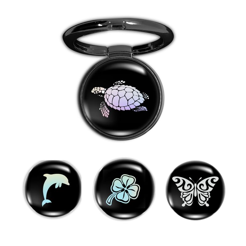 Image of 4-in-1 Metallic Mobile Back Ring Holder | Strong Grip for Phone & Back Cover | 4 3D Logo Magnets | 360 Adjustable Stand