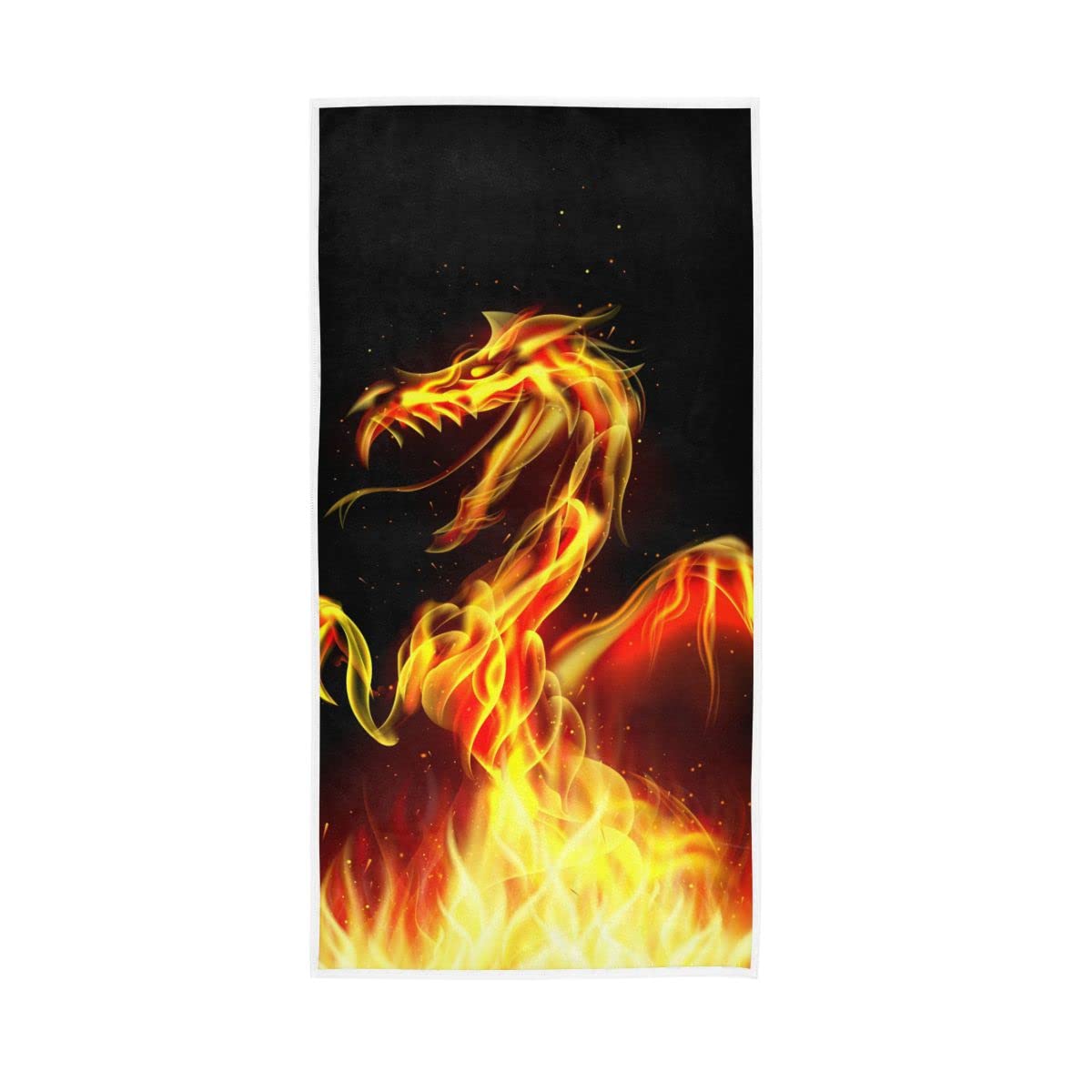 LSRCPD Animal Dragon Fire Soft Large Hand Towels Bath Towel for Bathroom Hotel Gym Spa 30"x15"