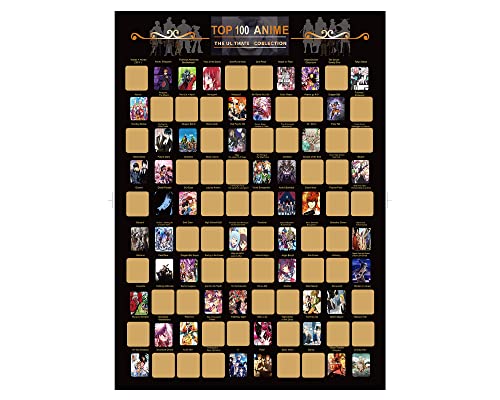 Anime Poster-Anime Sratch Off Poster, Top Japanese Anime Bucket List, Anime Decor and Anime Gifts for Anime Lovers (16.5