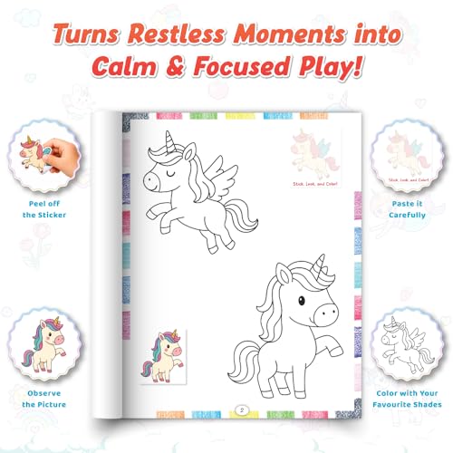 Image of 100+ Unicorn, Mermaid, Fairy and Princess Coloring Activities with Stickers Book For Kids 3+ Years Old | Coloring Book, Stickers, Short Video Narrations, Magical Stories, Relaxing Gift For Toddlers