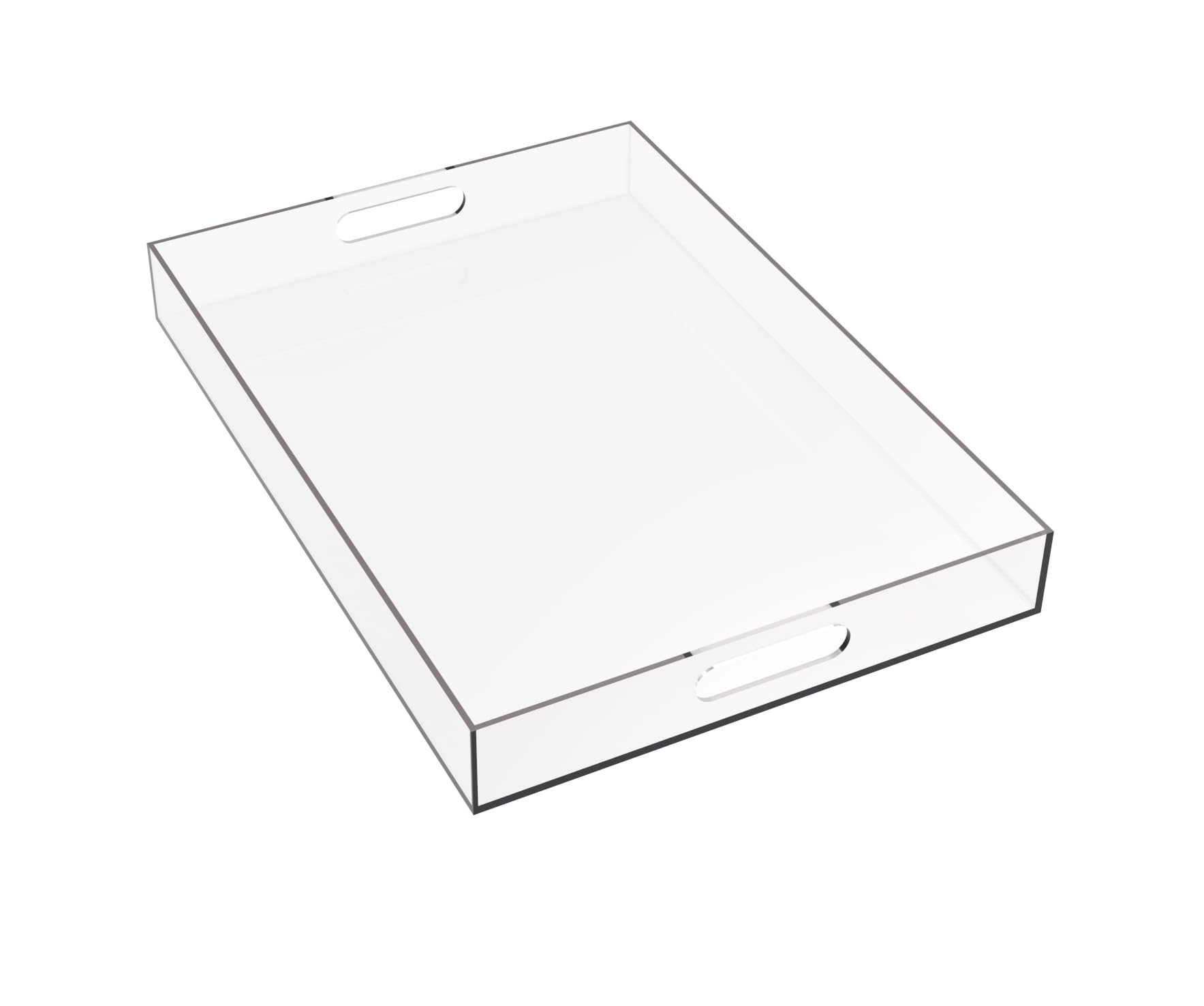 Générique Bandeja para servir – Bandeja rectangular grande de plástico acrílico con asas – Transparente (40 x 28 x 4,8 cm)