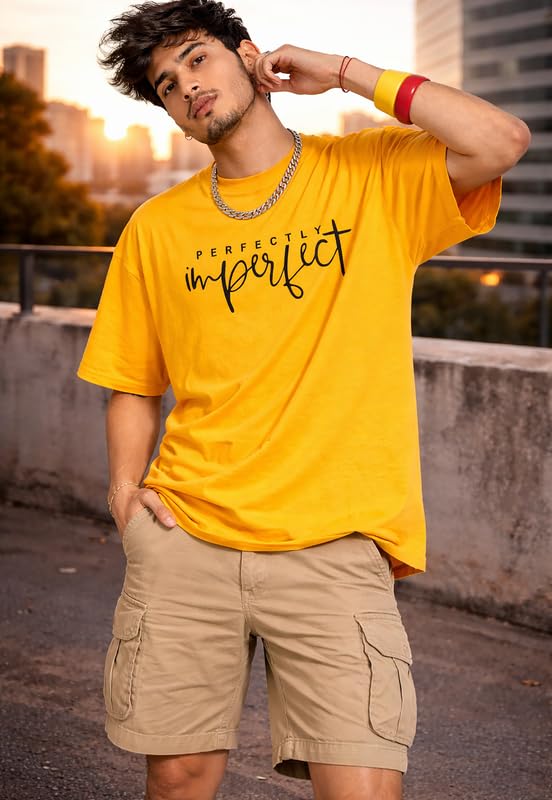 Image of London Hills Printed Cotton Blend Half Sleeve Oversized Men Round Neck Tshirts | T Shirt for Man | Tshirt | Shirts Men | Tshirt for Man | T-Shirt | Mult-Colored