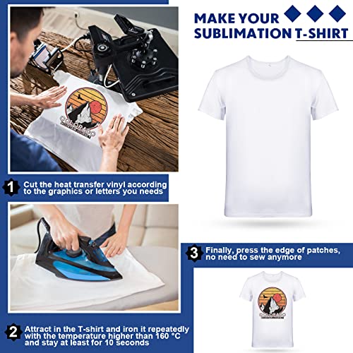 Handepo 6 Pcs Men Sublimation Blank T Shirt White Polyester Short Sleeve Blank Crew Neck T Shirts for Printin3
