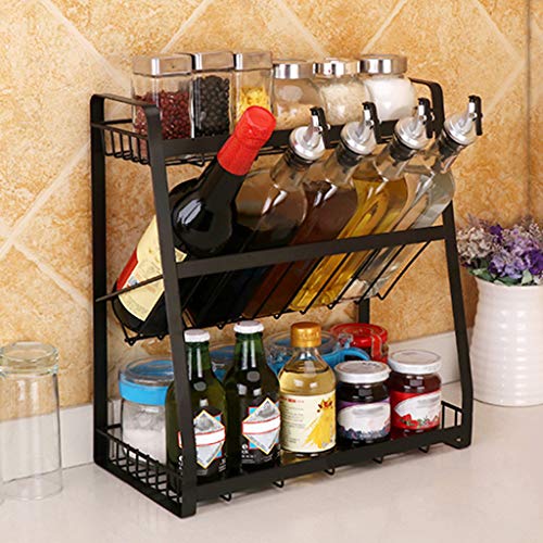 Spice Rack Organizer for Cabinet, Kitchen Spice Organizer Standing Shelf, 3-Tier Metal Seasoning