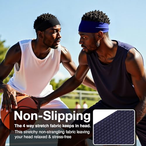 Image of Braylin Men's Headband, 3-Pack Men's Sweatband, Sports Headband for Running, Cycling, Basketball, Fitness Workout, Unisex Headbands