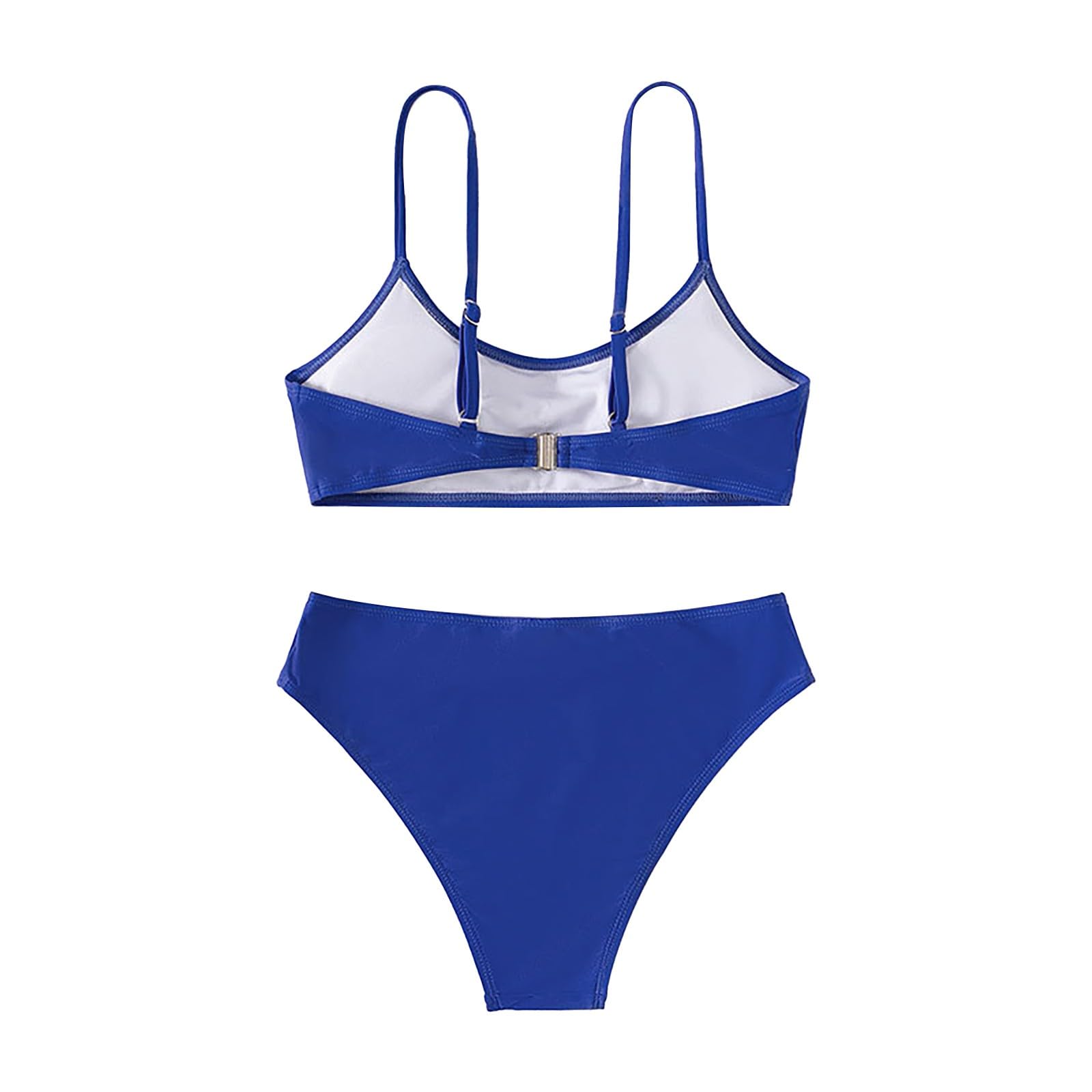 Maillot de Bain Solide 2 pièces pour Filles avec Bretelles croisées réglables pour Adolescentes avec Rembourrage de Poitrine