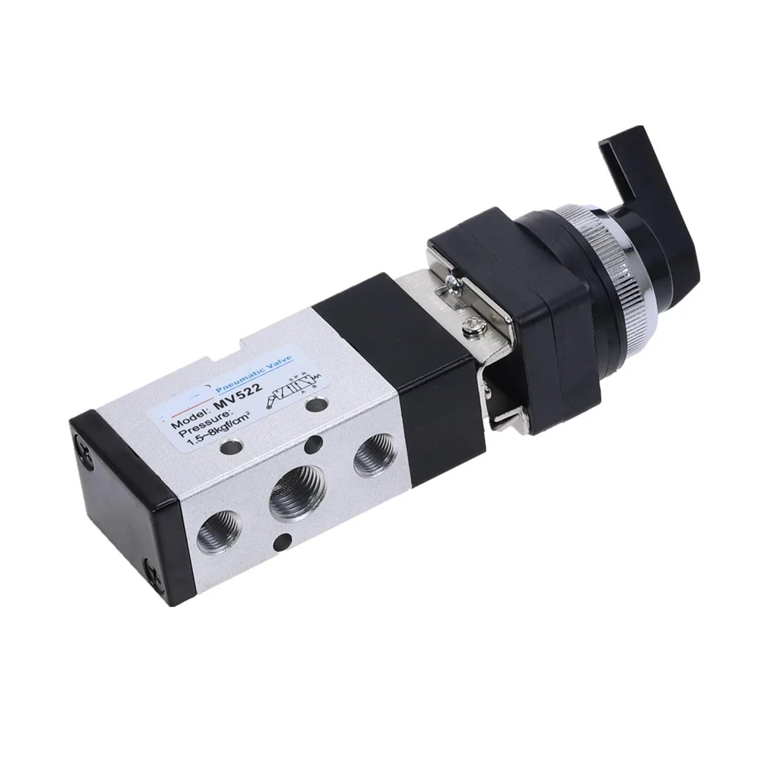 Commutateur pneumatique MV522LB droit vanne mecanique 2 positions sans raccord