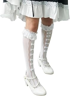 PALAY Knee High Socks for Girls, Lace Bow Calf-Length Socks, Fashion Lolita Stockings for Jane Shoes, Lolita Dress, Unifor... Price In India