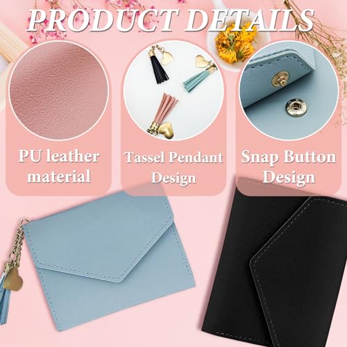FuninCrea Small Wallet, Credit Card Holder for Women Girl Slim Cute Wallet Ladies Leather Purse, 6 Card Slots Womens Wallet Bifold Ladies Wallet Women's Purse with Tassel & Pendant (Black)3