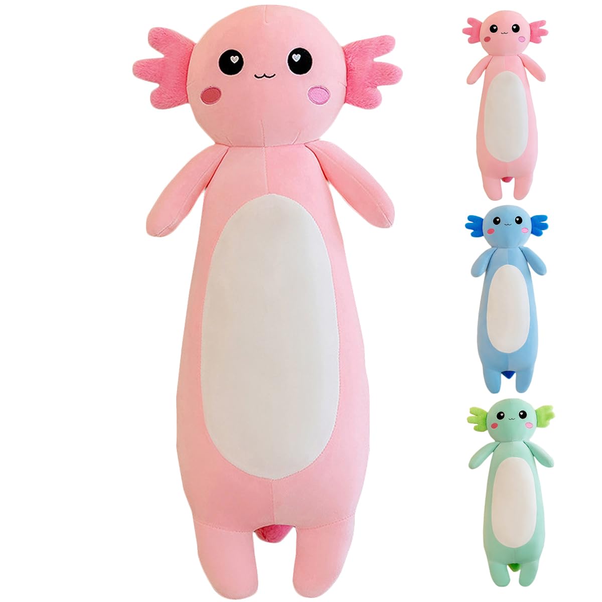 Long Axolotl Plush Pillow, Pink Axolotl Stuffed Animal for Girls and Boys Salamander Plush Toy Gift for Christmas (Pink, 65cm/25.59inch)
