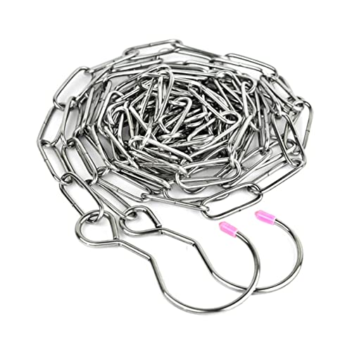 OUNONA Stainless Steel Clothesline Rack Chain Outdoor Adjustable Clotheslines Drying Hanger Hanging Laundry Balcony Clothesline Hook Duty Portable Clothes Rope Line Clothing Silver