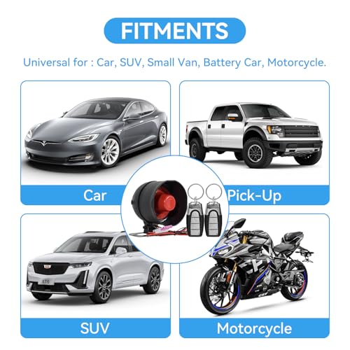 Image of WHALETAIL Universal 12V 20W Car Security Horn Vehicle Alarm Security Protection System, Auto Car Alarm Device, Sensitivity Anti Theft Car Alarm System, Loud Horn Car Alarm System with 2 Remote 6 Tone