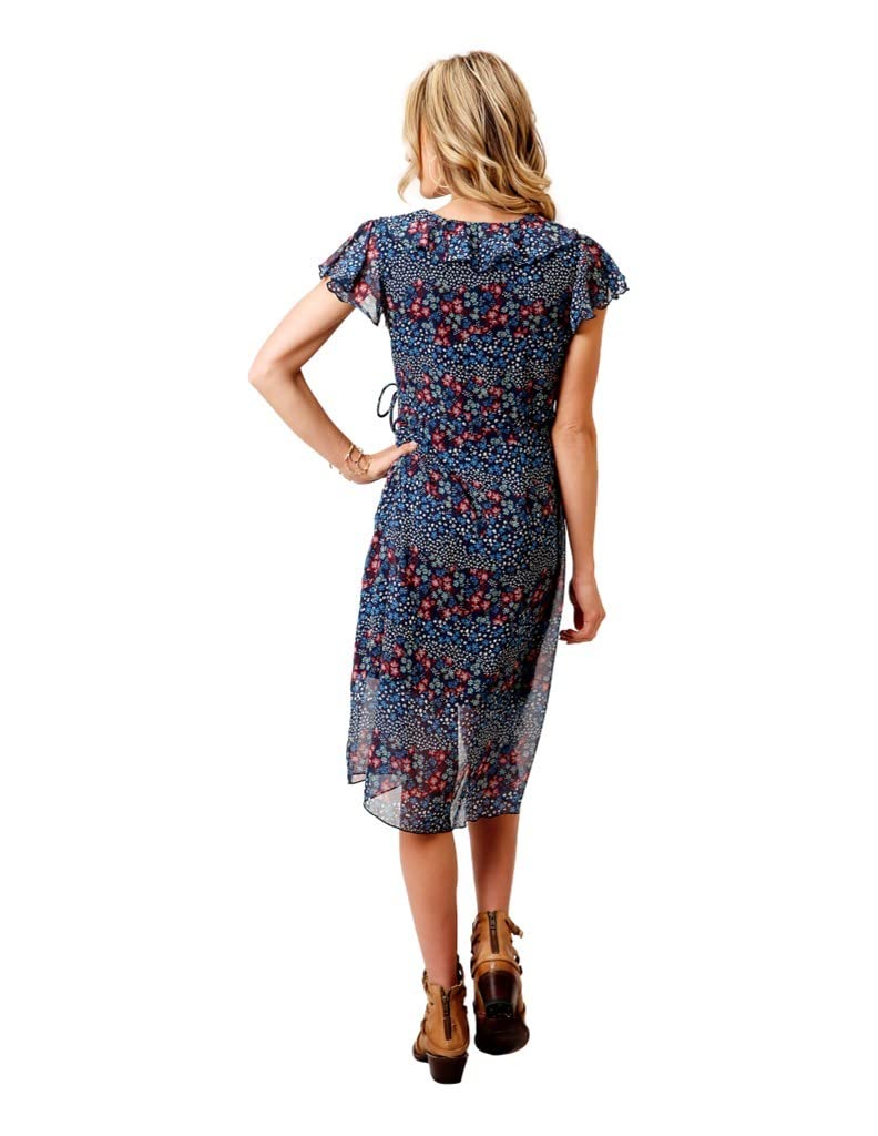 ROPER Western Dress Womens S/S Floral M Blue 03-057-0590-3011 BU