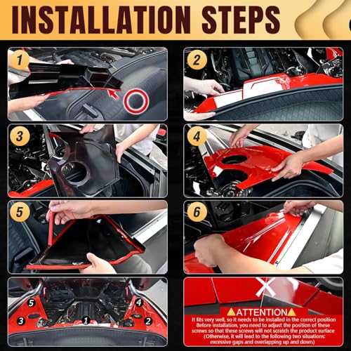 Image of Red Engine Compartment Surround Overlay,ABS Plastic Engine Bay Panel Cover Trim Side Panel Center Strut Cover for Corvette C8 Stingray 2020+ for C8 Z06 /E-Ray 2023+