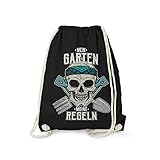 Fashionalarm Turnbeutel - Mein Garten - Meine Regeln - Mochila divertida con diseño de calavera y frase divertida en alemán