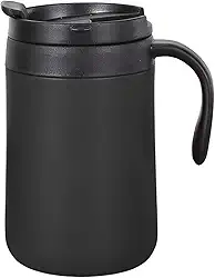 Caneca Térmica de 500ml para Café com Tampa Antivazamento e Alça Ergonômica | Isolamento Térmico para Bebidas Quentes e Frias (Preto)