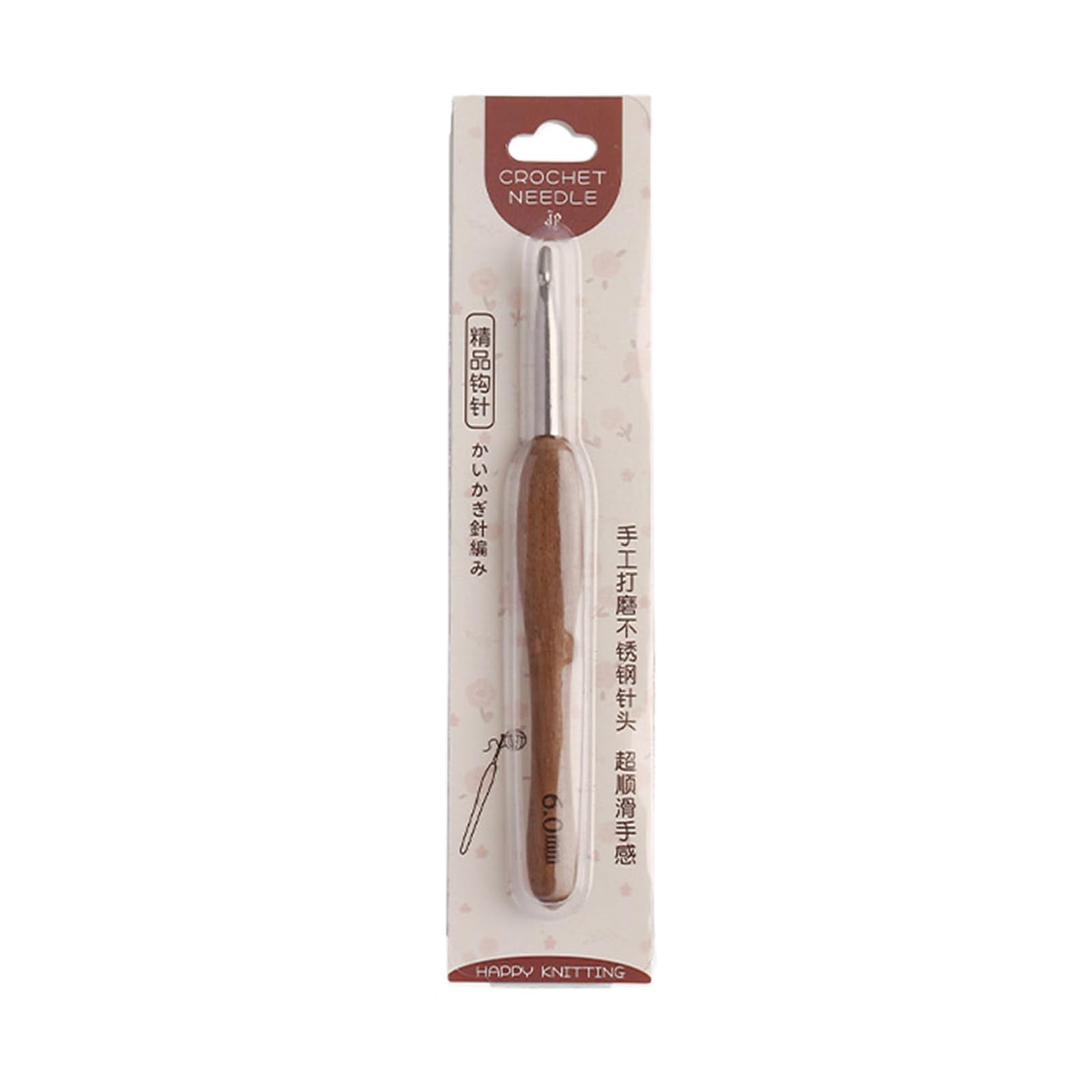 Ijksbehjf Wooden Handle Crochet Hook Needle Stainless Steel Crochet Knitting Tool for Crocheting Weaving Sweater Scarf Bag Stainless Steel Knitting