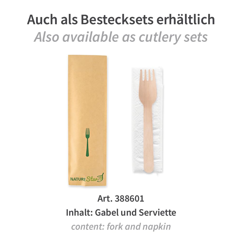 FRANZ MENSCH 1000 Stück NATUREStar Gabeln | Holz, FSC® 100%, natur, L: 16cm, Karton, Einwegbesteck, Holzgabel, Holzbesteck, Einmalbesteck, Party Besteck, Einmalgabel