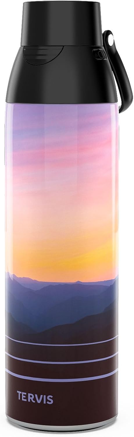 Tervis Venture Water Bottle Early Mountain Morning Made in USA Double Walled Insulated Tumbler Travel Cup Keeps Drinks Cold & Hot, 26oz, Stainless Steel
