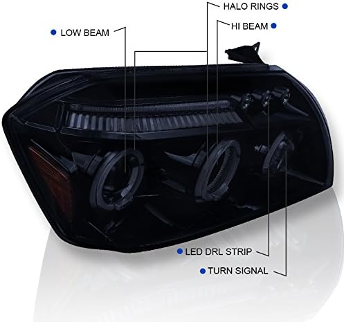 Spec-D Tuning 2LHP-MAG05G-TM Dodge Magnum Glossy Black Dual Halo Projector LED Smoke Headlights