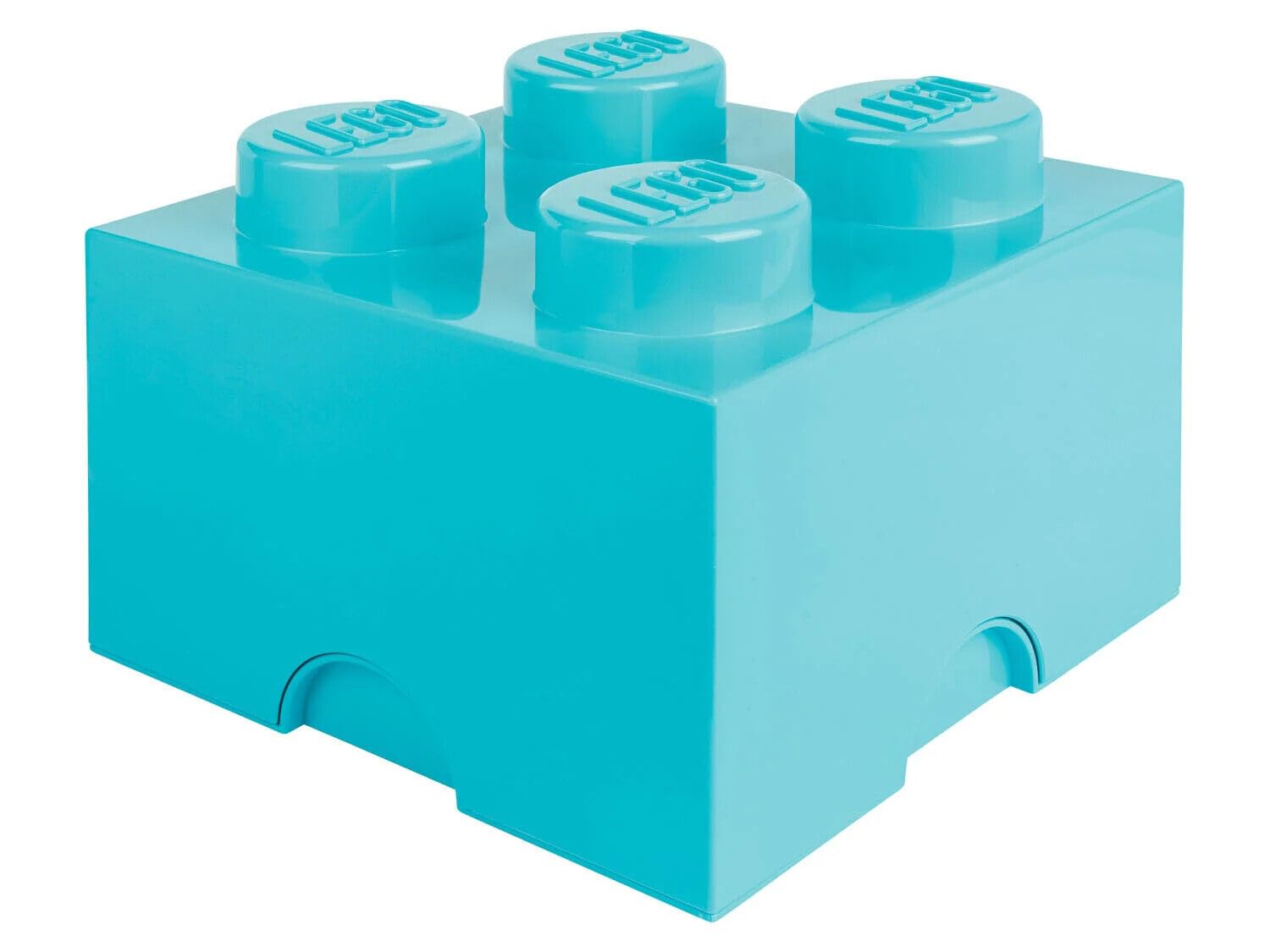 LEGO Caja de almacenamiento con 4 botones, apilable, juego de 2 unidades, color azul