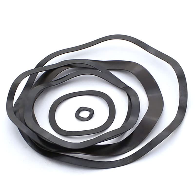 Arandela de resorte de acero negro 65MN de tres ondas M3 M4 M5 M6 M8 M10 M12 M14 M16 M19 M21-M118-M70x90x0.6,100 piezas