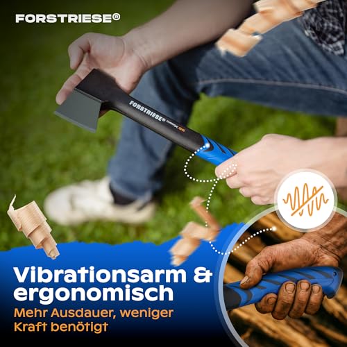 FORSTRIESE® Axt klein 36cm | Vibrationsarme Spaltaxt inkl. Klingenschutz | Beil aus hochwertigem Non-Break Fiberglas-Kunststoff zum Holz spalten | Teflon Beschichtung & ergonomischer Griff | TimberX36 – Bild 3