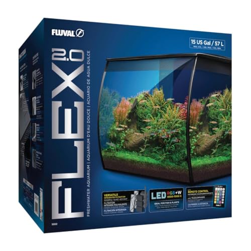 Fluval Flex 2.0 Aquarium Kit – 15 Gallon Glass Fish Tank with RGB+W LED Lighting, Remote Control, Integrated 3-Stage Filtration & Adjustable Water Flow – Modern Freshwater Aquarium - Image 2