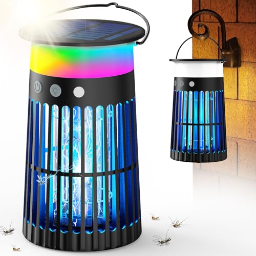 Anysun Destructeur d’Insectes Solaire Électrique, Piège à Moustiques Étanche et Rechargeable pour Intérieur et Extérieur, Jardin, Terrasse, Camping